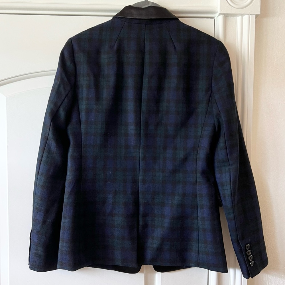 J. Crew Schoolboy Blazer Jacket Tartan Plaid Blue Green Satin Collar Wool - Picture 6 of 10
